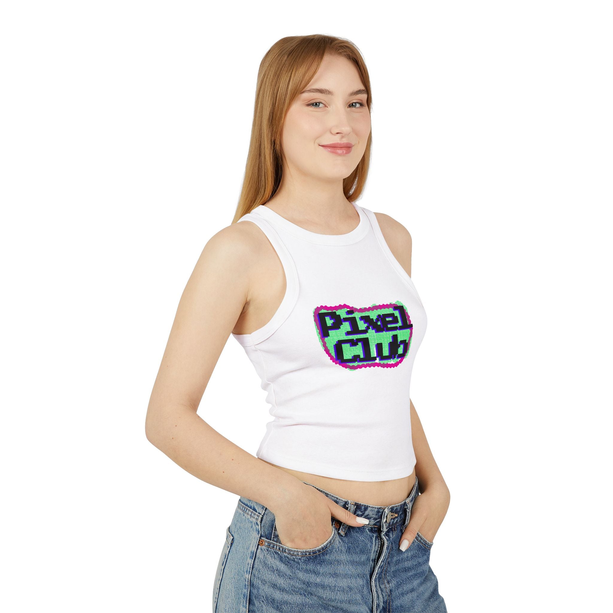 Women's Micro Rib Racer Pixel Club Tank Top